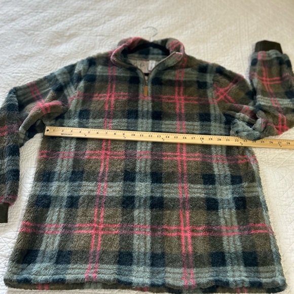 Cabincore Plaid Quarter Zip Fleece. Size Medium. Preppy. Cozy. - Picture 4 of 5